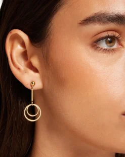 Circle Drop Earrings - 22 Carat Gold Gilded