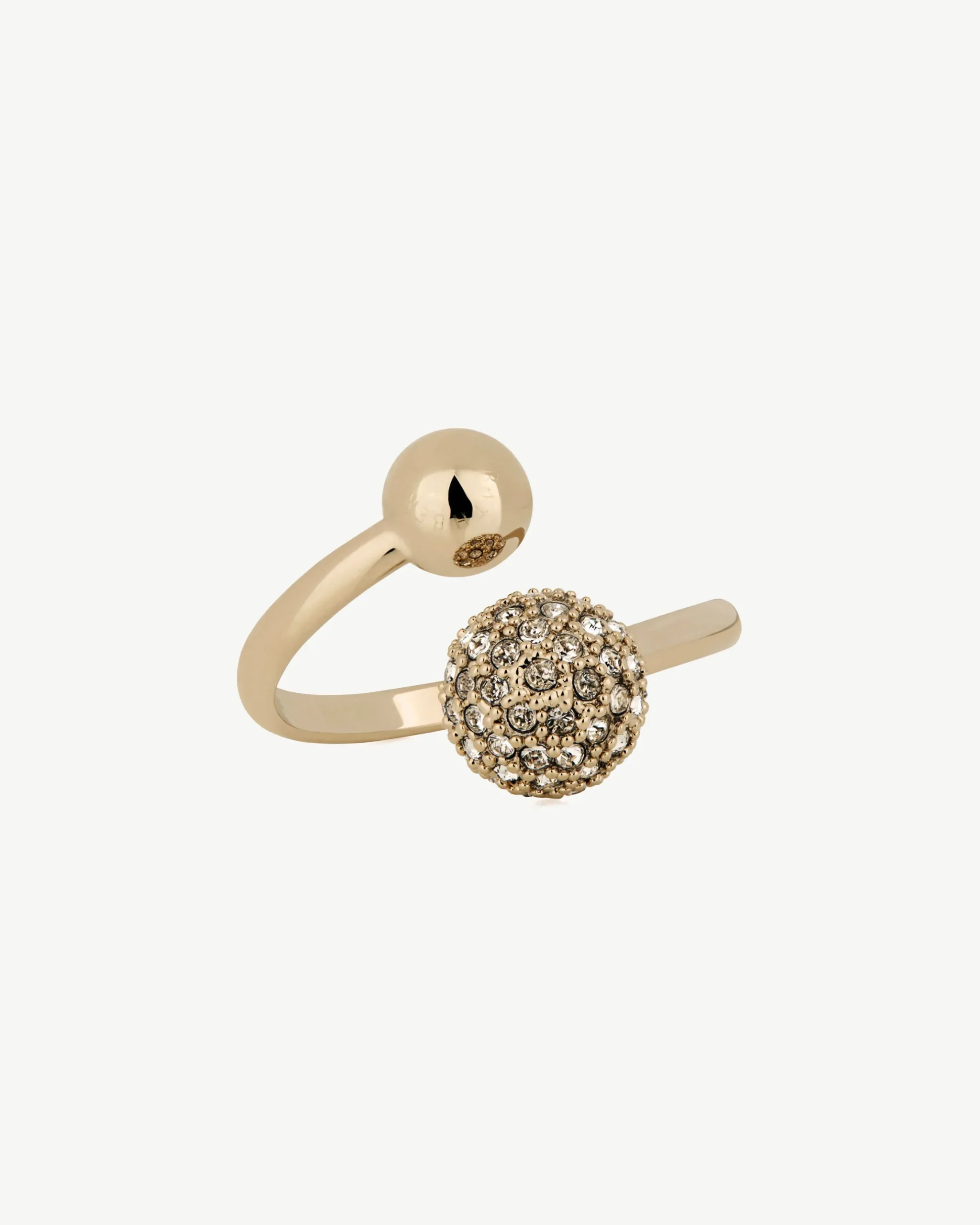 Crescent Crystal Ring - 22 Carat Gold Gilded