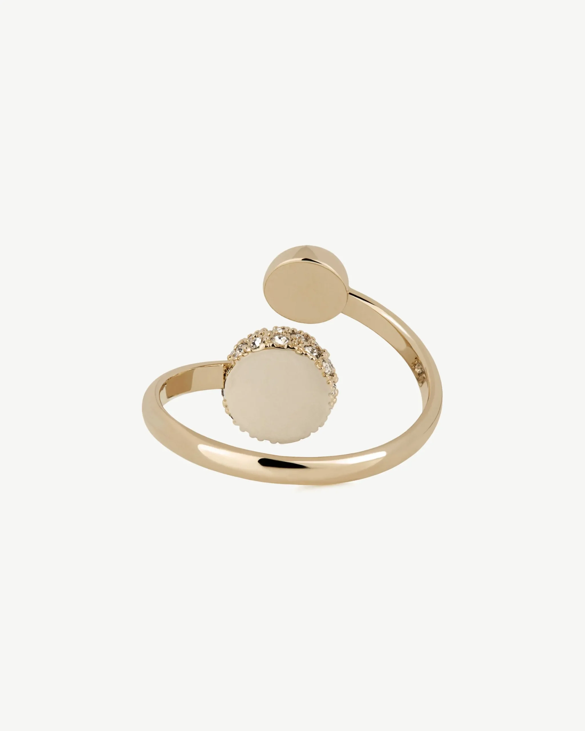 Crescent Crystal Ring - 22 Carat Gold Gilded