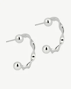 Crescent Twisted Hoop - Sterling Silver