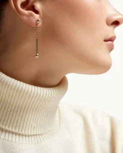 Music Bar Drop Earrings - 22 Carat Gold Gilded