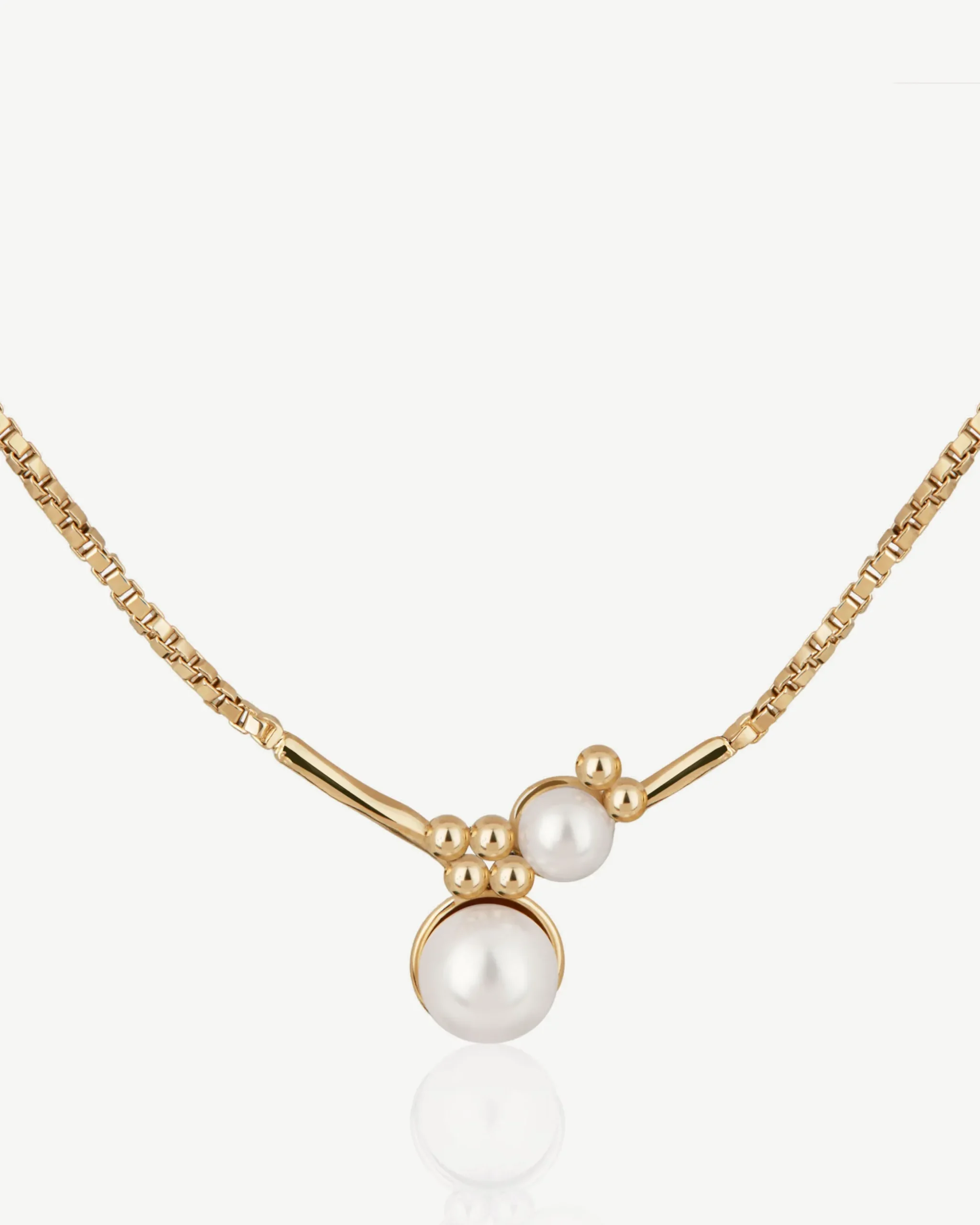 Pearl Cluster Necklace - 22 Carat Gold Gilded