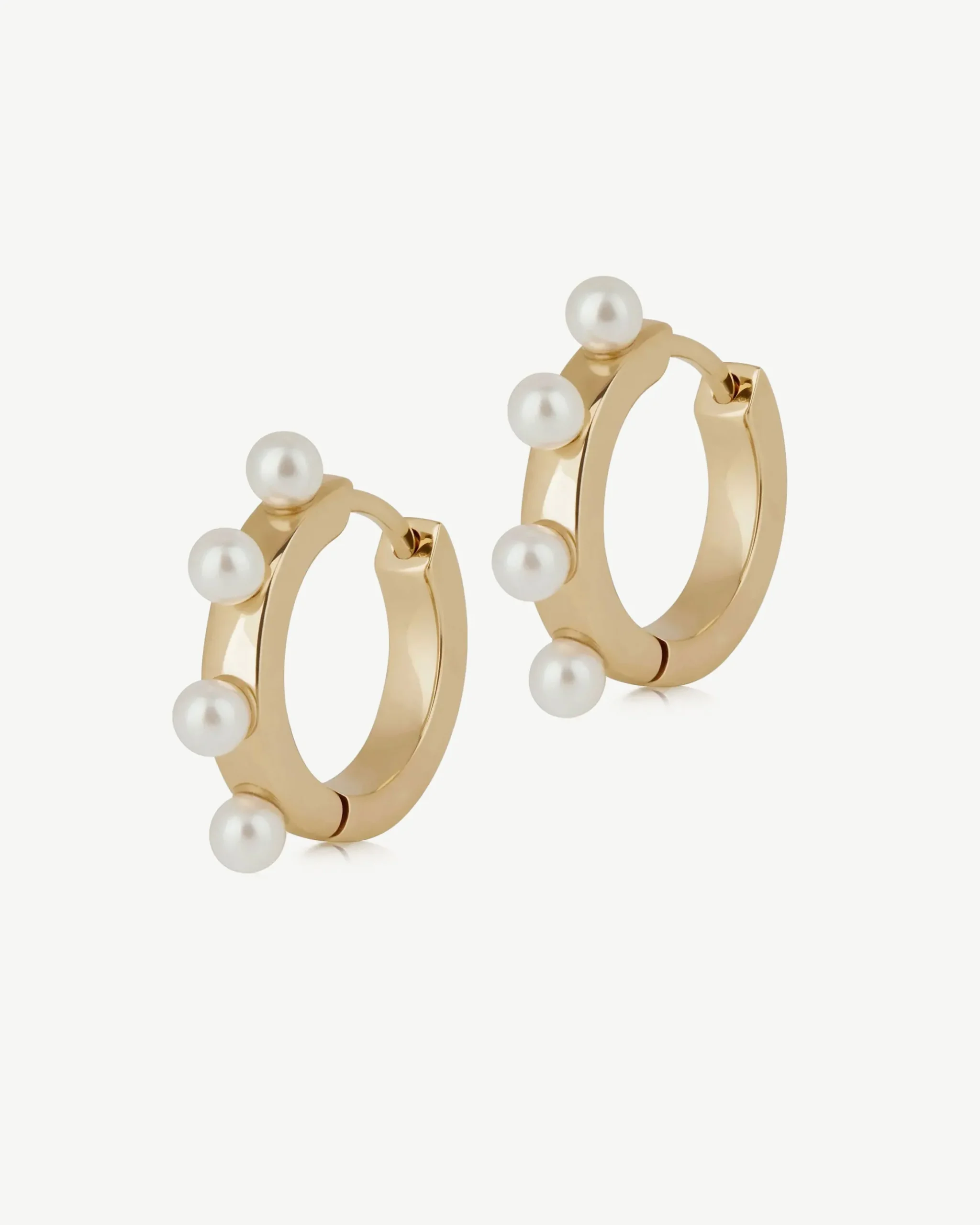 Pearl Huggies - 22 Carat Gold Gilded