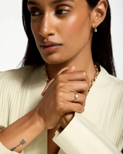 Pearl Link Ring - 22 Carat Gold Gilded