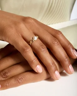 Pearl Link Ring - 22 Carat Gold Gilded